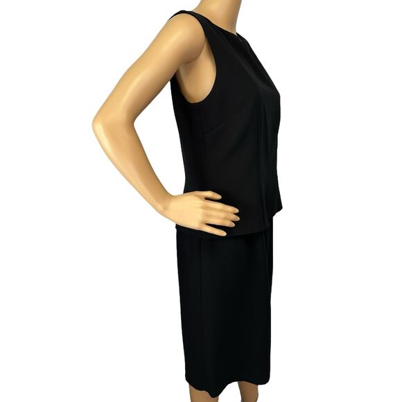 NWT David Warren NY Layered Sheath Dress Black Sleeveless Button-Back Size 8 - Picture 3 of 10